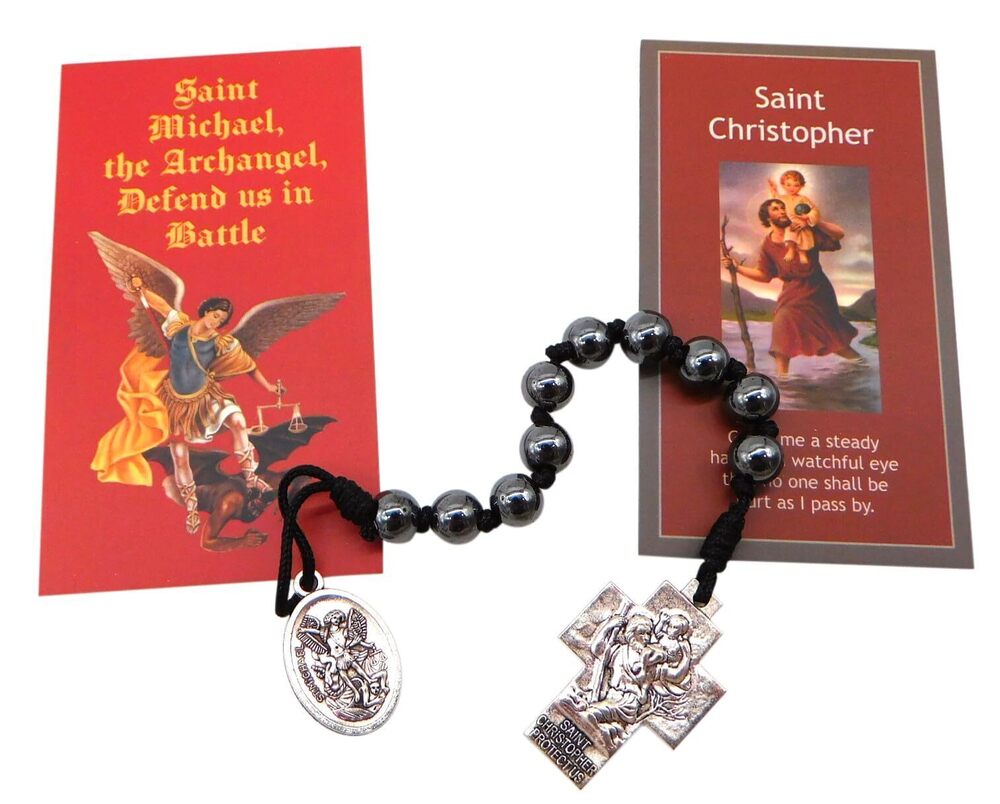 2794 St Michael and Saint Christopher Auto Rosary Catholic Car Charm